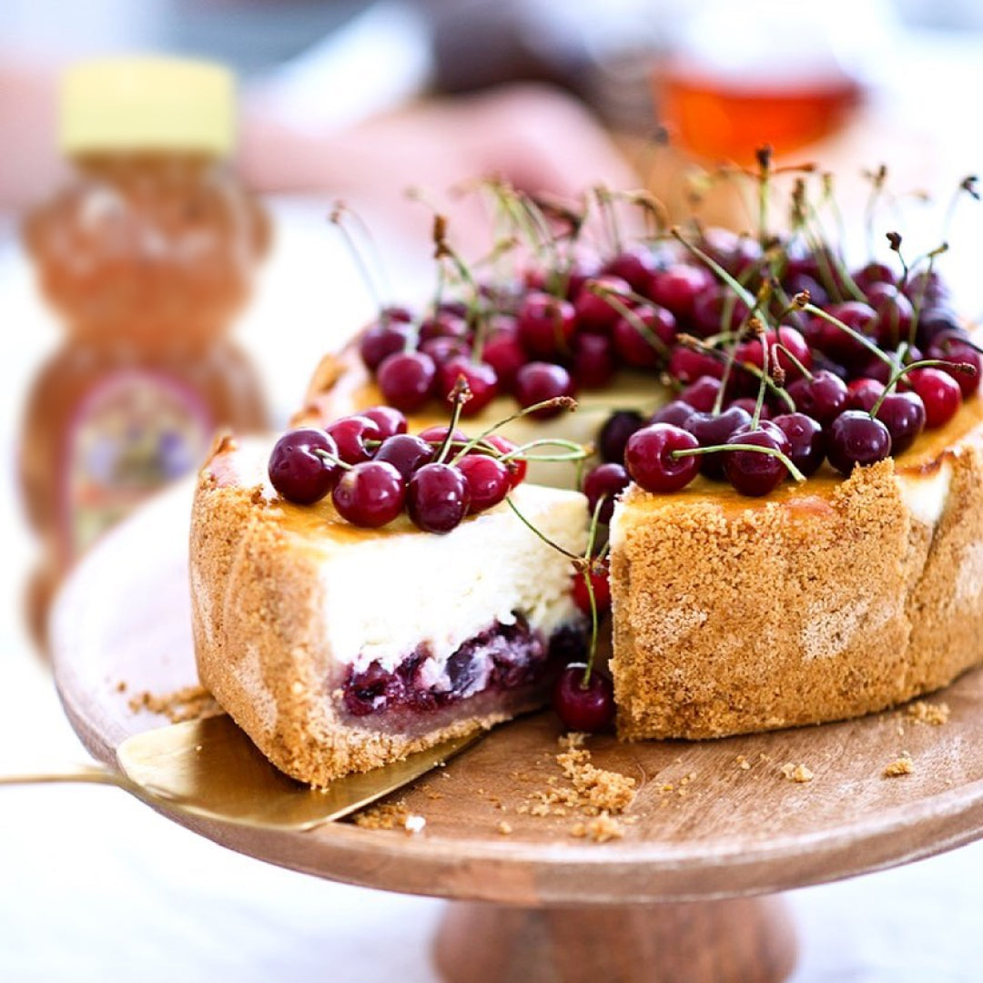 Honey-sweetened dessert with cherries