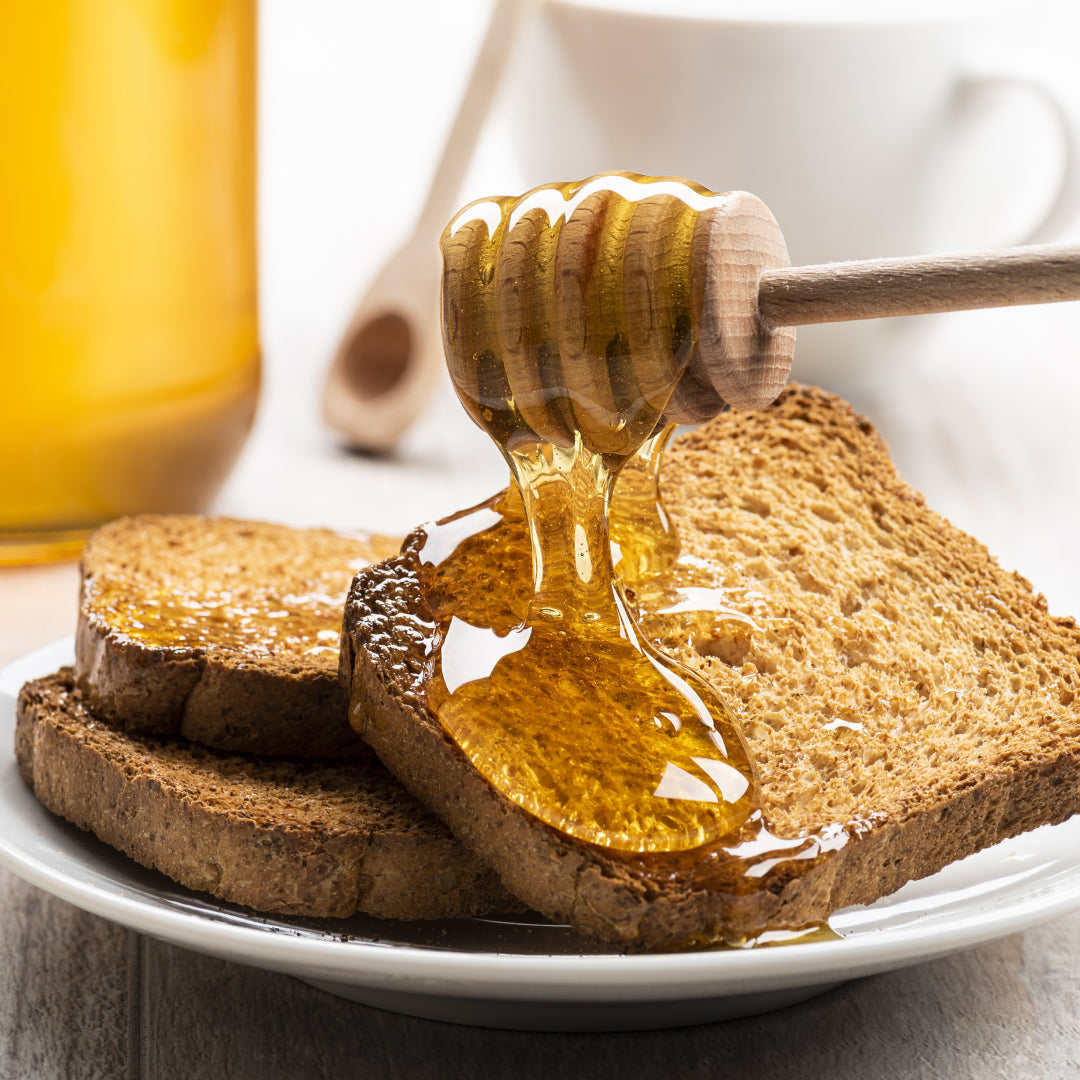 Toast drizzled with honey