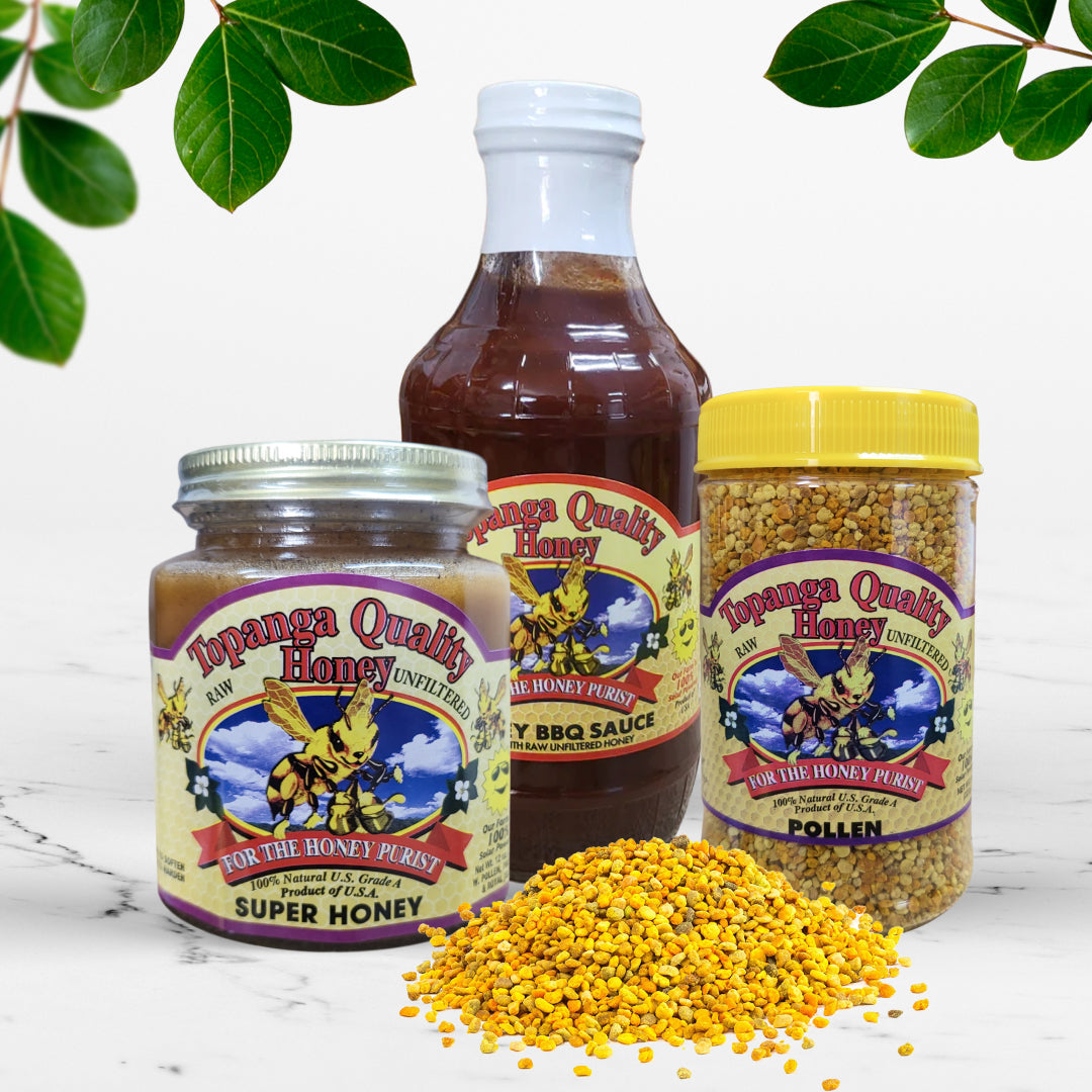 Topanga Quality Super Honey + Pollen + Honey BBQ Sauce Set!