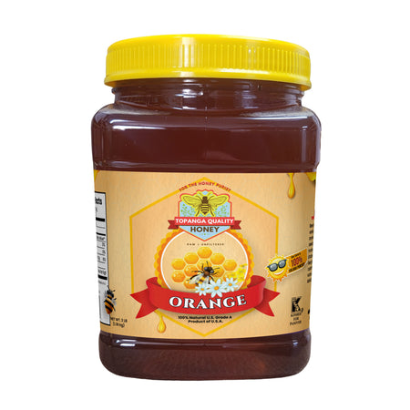 3 lb jar of raw orange blossom honey from Topanga Quality Honey