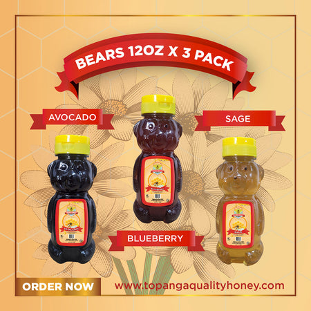 Sage, Avocado & Blueberry Honey Gift Set, 3 x 12 oz from Topanga Quality Honey