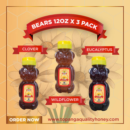 TQ Honey Wildflower Eucalyptus Clover Small Bear Set 3x12oz